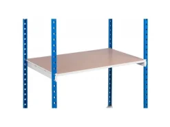 Fachbodenregal Maximus Pro HxBxT 240 x 100 x 30 cm 4 Ebenen Spanplatten-Fachboden Fachlast 286 kg Lichtblau-Lichtgrau*PROREGAL New