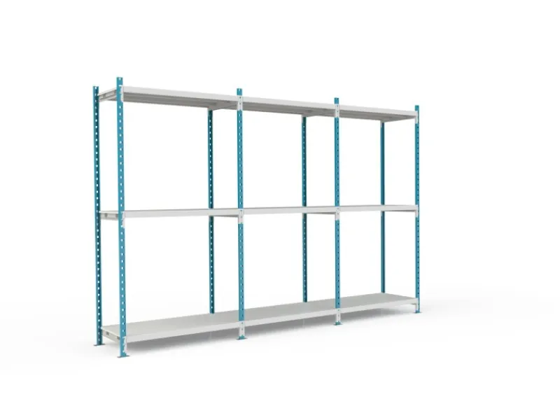 PROREGAL Sportgeräte|Fachbodenregal Maximus Pro HxBxT 240 x 100 x 50 cm 3 Ebenen Metallplatten-Fachboden Fachlast 286 kg Lichtblau-Lichtgrau