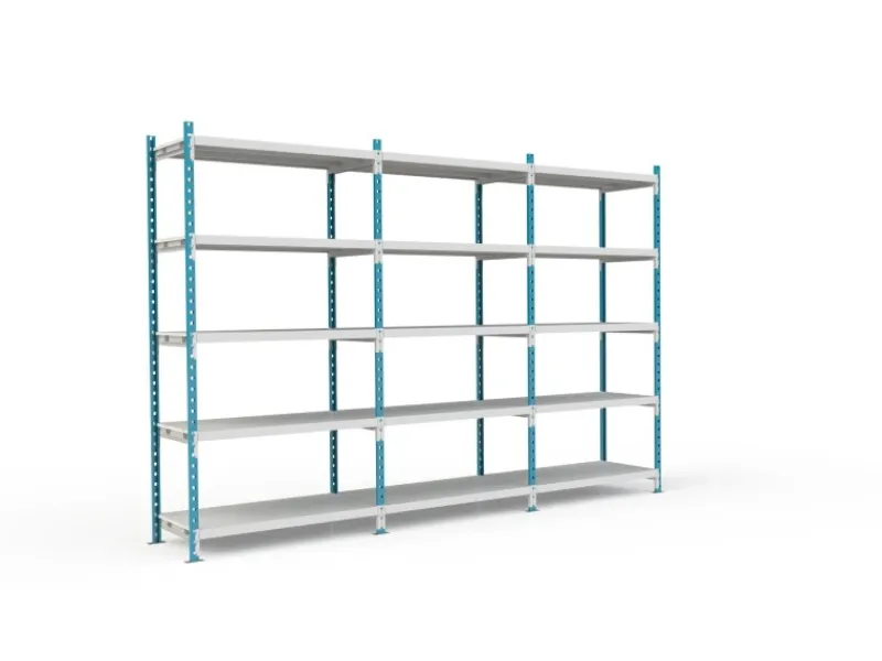 PROREGAL Sportgeräte|Fachbodenregal Maximus HxBxT200 x 100 x 80 cm 5 Ebenen PVC-Fachboden Fachlast 198 kg Lichtblau-Lichtgrau