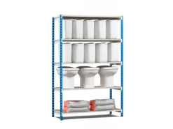 PROREGAL Sportgeräte|Fachbodenregal Maximus HxBxT200 x 100 x 80 cm 5 Ebenen PVC-Fachboden Fachlast 198 kg Lichtblau-Lichtgrau