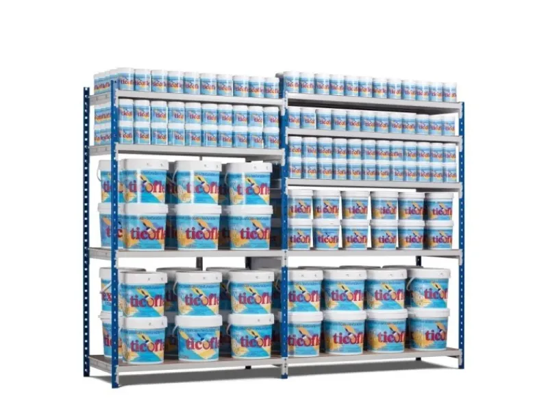 PROREGAL Sportgeräte|Fachbodenregal Maximus HxBxT200 x 100 x 80 cm 5 Ebenen PVC-Fachboden Fachlast 198 kg Lichtblau-Lichtgrau