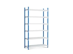 Fachbodenregal Maximus Pro HxBxT200 x 125 x 100 cm 7 Ebenen Offener Fachboden Fachlast 286 kg Lichtblau-Lichtgrau*PROREGAL New