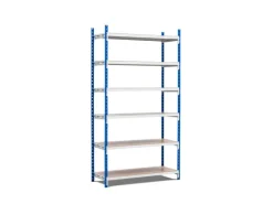 PROREGAL Sportgeräte|Fachbodenregal Maximus Pro HxBxT 220 x 150 x 120 cm 6 Ebenen Spanplatten-Fachboden Fachlast 236 kg Lichtblau-Lichtgrau