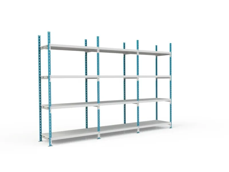 PROREGAL Sportgeräte|Fachbodenregal Maximus Pro HxBxT 300 x 100 x 60 cm 4 Ebenen PVC-Fachboden Fachlast 286 kg Lichtblau-Lichtgrau