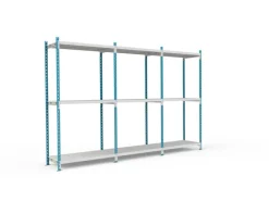 PROREGAL Sportgeräte|Fachbodenregal Maximus Pro HxBxT 240 x 125 x 60 cm 3 Ebenen PVC-Fachboden Fachlast 248 kg Lichtblau-Lichtgrau