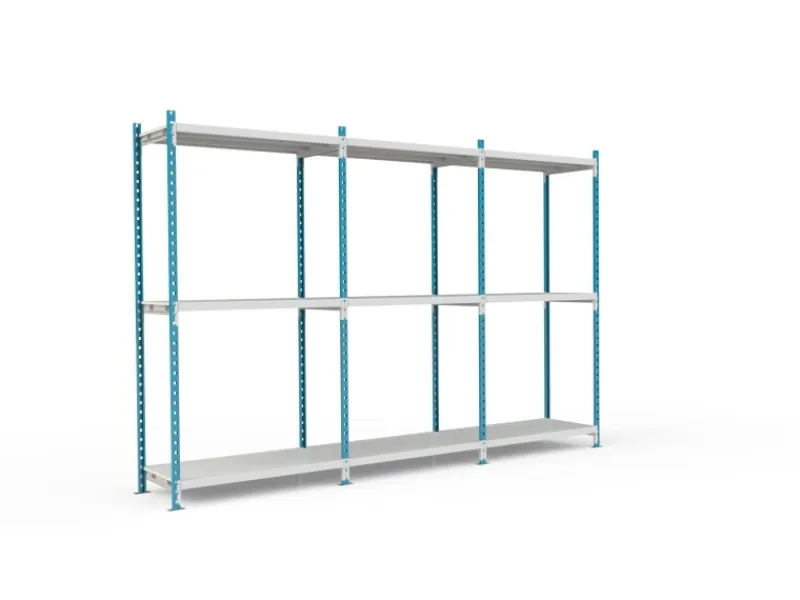 PROREGAL Sportgeräte|Fachbodenregal Maximus Pro HxBxT 240 x 125 x 60 cm 3 Ebenen PVC-Fachboden Fachlast 248 kg Lichtblau-Lichtgrau