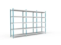 Fachbodenregal Maximus Pro HxBxT 240 x 100 x 60 cm 5 Ebenen Metallplatten-Fachboden Fachlast 286 kg Lichtblau-Lichtgrau*PROREGAL Sale