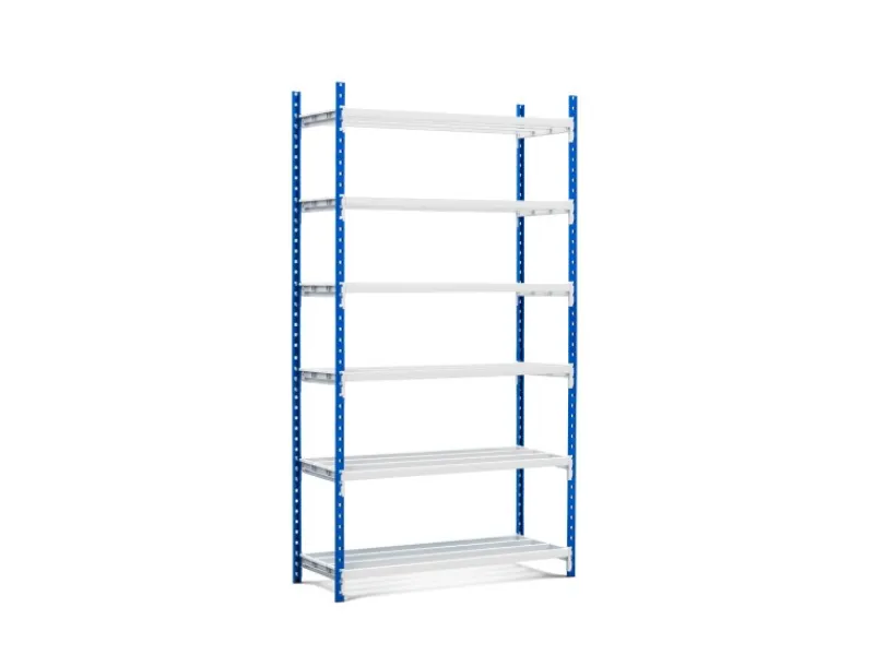 PROREGAL Sportgeräte|Fachbodenregal Maximus Pro HxBxT 240 x 150 x 60 cm 6 Ebenen Offener Fachboden Fachlast 236 kg Lichtblau-Lichtgrau