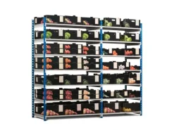 Fachbodenregal Maximus HxBxT200 x 150 x 30 cm 7 Ebenen Spanplatten-Fachboden Fachlast 83 kg Lichtblau-Lichtgrau*PROREGAL