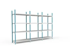 PROREGAL Sportgeräte|Fachbodenregal Maximus Pro HxBxT 280 x 125 x 80 cm 4 Ebenen PVC-Fachboden Fachlast 278 kg Lichtblau-Lichtgrau