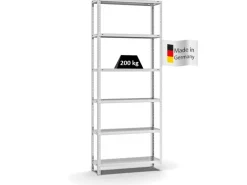 Fachbodenregal Schraubsystem Medium-Duty Grundregal HxBxT 250 x 100 x 30 cm 6 Ebenen Fachlast 200 kg Beidseitig Nutzbar*PROREGAL Sale