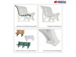 Gartenbank Jamaika 3 Sitzer HxBxT 80 x 150 x 64cm Witterungskunststoff & UV Beständiger Kunststoff Parkbank Sitzbank*PROREGAL Hot