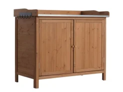 PROREGAL Gartenschränke|Gartenschrank Mit Arbeitsplatte 86x104x52cm Outdoor Tanne Holz Braun