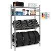 PROREGAL Sportgeräte|Getränkekisten- & Reifenregal Chiemsee Tire Made in Germany HxBxT 200 x 136 x 43,5 cm 4 Kisten auf 1 Ebene & 4 Reifen & 2 Boards Verzinkt