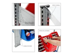 PROREGAL Sportgeräte|Getränkekisten- & Reifenregal Chiemsee Tire Made in Germany HxBxT 200 x 136 x 43,5 cm 4 Kisten auf 1 Ebene & 4 Reifen & 2 Boards Verzinkt