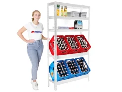 PROREGAL Universalboxen|Getränkekistenregal Bodensee HxBxT 180 x 100 x 30 cm 6 Kisten und 3 Boards Weiss