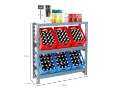 PROREGAL Universalboxen|Getränkekistenregal Getränkeregal Tegernsee XL HxBxT 110 x 110 x 30 cm 6 Kästen + Board