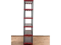 Kunststoffregal Grey Bear Extra-Tall HxBxT 220 x 80 x 46 cm Fachlast 120 kg Grau/Rot*PROREGAL Discount