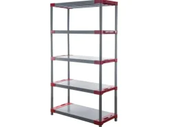 Kunststoffregal Grey Bear Tall HxBxT 180 x 120 x 46 cm Fachlast 120 kg Grau/Rot*PROREGAL Online