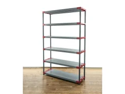 PROREGAL Sportgeräte|Kunststoffregal Grey Bear Extra-Tall HxBxT 220 x 150 x 46 cm Fachlast 70 kg Grau/Rot