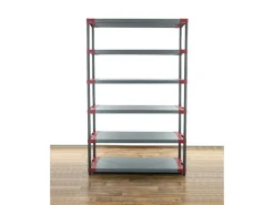 PROREGAL Sportgeräte|Kunststoffregal Grey Bear Extra-Tall HxBxT 220 x 150 x 46 cm Fachlast 70 kg Grau/Rot