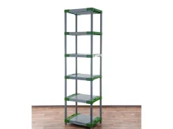 PROREGAL Sportgeräte|Kunststoffregal Big Grey Bear Extra-Tall HxBxT 220 x 60 x 46 cm Fachlast 160 kg Grau/Grün