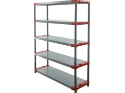 PROREGAL Sportgeräte|Kunststoffregal Big Grey Bear Tall HxBxT 180 x 140 x 46 cm Fachlast 120 kg Grau/Rot