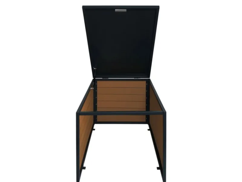 PROREGAL Rasenmäher|Mähroboter-Garage XL Mit Deckel 43x70x90cm Wpc Metall Eiche-Optik