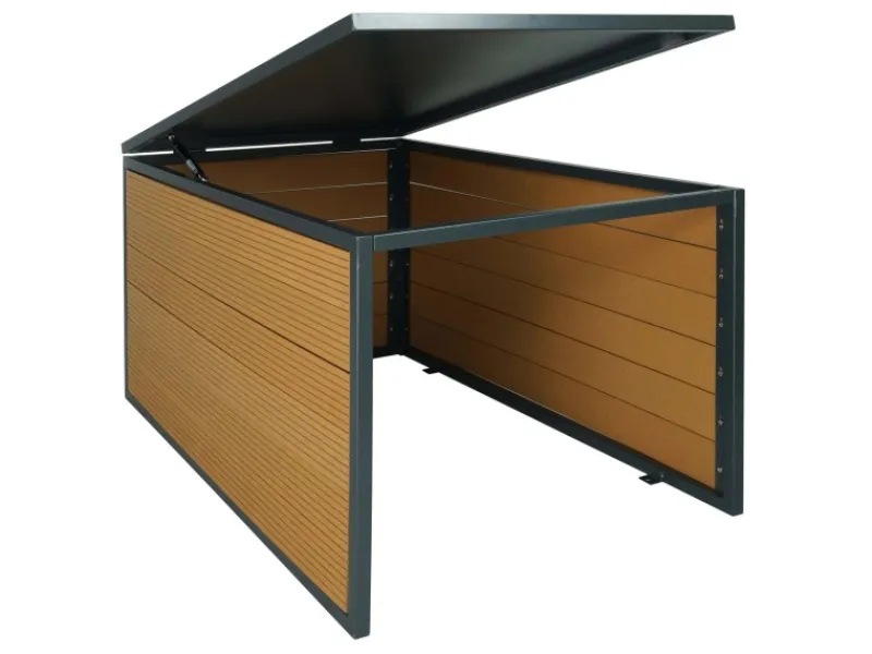 PROREGAL Rasenmäher|Mähroboter-Garage XL Mit Deckel 43x70x90cm Wpc Metall Eiche-Optik