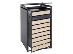 PROREGAL Weitere Ordnungssysteme Für Den Garten|Mülltonnenbox 1er 117x68x80cm Anthrazit Buche-Holzoptik Hellbraun