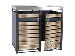 PROREGAL Weitere Ordnungssysteme Für Den Garten|Mülltonnenbox 2er Mit Pflanzkasten 125x132x80cm Anthrazit Gold Erweiterbar