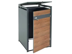 Mülltonnenbox 1er 117x68x80cm Anthrazit Kirsche-Holzoptik*PROREGAL Best