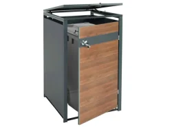 Mülltonnenbox 1er 117x68x80cm Anthrazit Kirsche-Holzoptik*PROREGAL Best