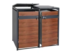 PROREGAL Weitere Ordnungssysteme Für Den Garten|Mülltonnenbox 2er 117x132x80cm Anthrazit Kirsche-Holzoptik