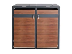 PROREGAL Weitere Ordnungssysteme Für Den Garten|Mülltonnenbox 2er 117x132x80cm Anthrazit Kirsche-Holzoptik