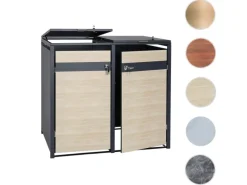 PROREGAL Weitere Ordnungssysteme Für Den Garten|Mülltonnenbox 2er 117x132x80cm Anthrazit Kirsche-Holzoptik