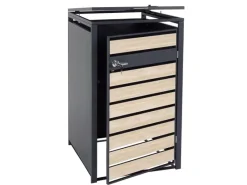 PROREGAL Weitere Ordnungssysteme Für Den Garten|Mülltonnenbox 1er XL 117x73x98cm Metall 36kg Anthrazit Buche-Holzoptik Hellbraun