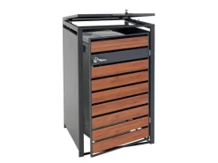 Mülltonnenbox 1er 117x68x80cm Anthrazit Kirsche-Holzoptik Dunkelbraun Schlitzoptik*PROREGAL Discount
