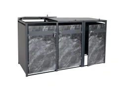 Mülltonnenbox 3er 117x200x80cm Anthrazit Marmor-Optik Dunkel*PROREGAL Online