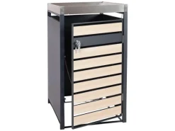 PROREGAL Weitere Ordnungssysteme Für Den Garten|Mülltonnenbox 1er Mit Pflanzkasten 125x68x80cm Anthrazit Buche-Holzoptik Erweiterbar