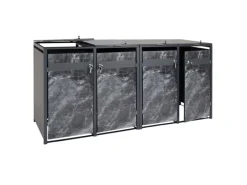 PROREGAL Weitere Ordnungssysteme Für Den Garten|Mülltonnenbox 4er 117x264x80cm Anthrazit Marmor-Optik Dunkel