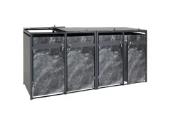 PROREGAL Weitere Ordnungssysteme Für Den Garten|Mülltonnenbox 4er 117x264x80cm Anthrazit Marmor-Optik Dunkel