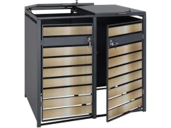 Mülltonnenbox 2er 117x132x80cm Anthrazit Gold Schlitzoptik*PROREGAL New