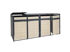 PROREGAL Mülltonnenboxen|Weitere Ordnungssysteme Für Den Garten|Mülltonnenbox 4er 117x264x80cm Anthrazit Buche-Holzoptik