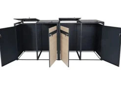 PROREGAL Mülltonnenboxen|Weitere Ordnungssysteme Für Den Garten|Mülltonnenbox 4er 117x264x80cm Anthrazit Buche-Holzoptik