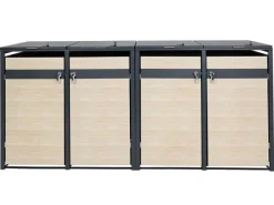 PROREGAL Mülltonnenboxen|Weitere Ordnungssysteme Für Den Garten|Mülltonnenbox 4er 117x264x80cm Anthrazit Buche-Holzoptik
