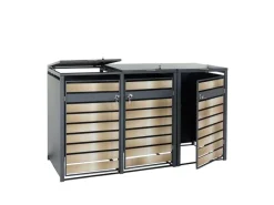 Mülltonnenbox 3er 117x200x80cm Anthrazit Gold Schlitzoptik*PROREGAL Best