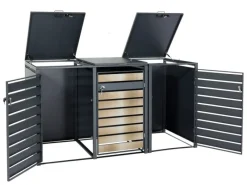 Mülltonnenbox 3er 117x200x80cm Anthrazit Gold Schlitzoptik*PROREGAL Best