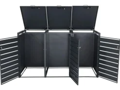 Mülltonnenbox 3er 117x200x80cm Anthrazit Gold Schlitzoptik*PROREGAL Best