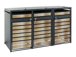 Mülltonnenbox 3er 117x200x80cm Anthrazit Gold Schlitzoptik*PROREGAL Best